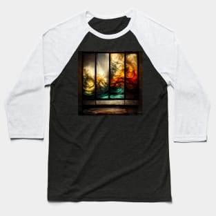 Abstract Contemporary Orange Stained Glass Window Baseball T-Shirt